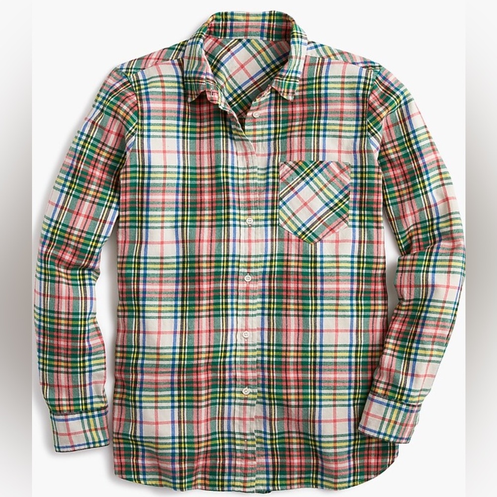 J. Crew Classic-fit boy shirt in coral tartan flannel